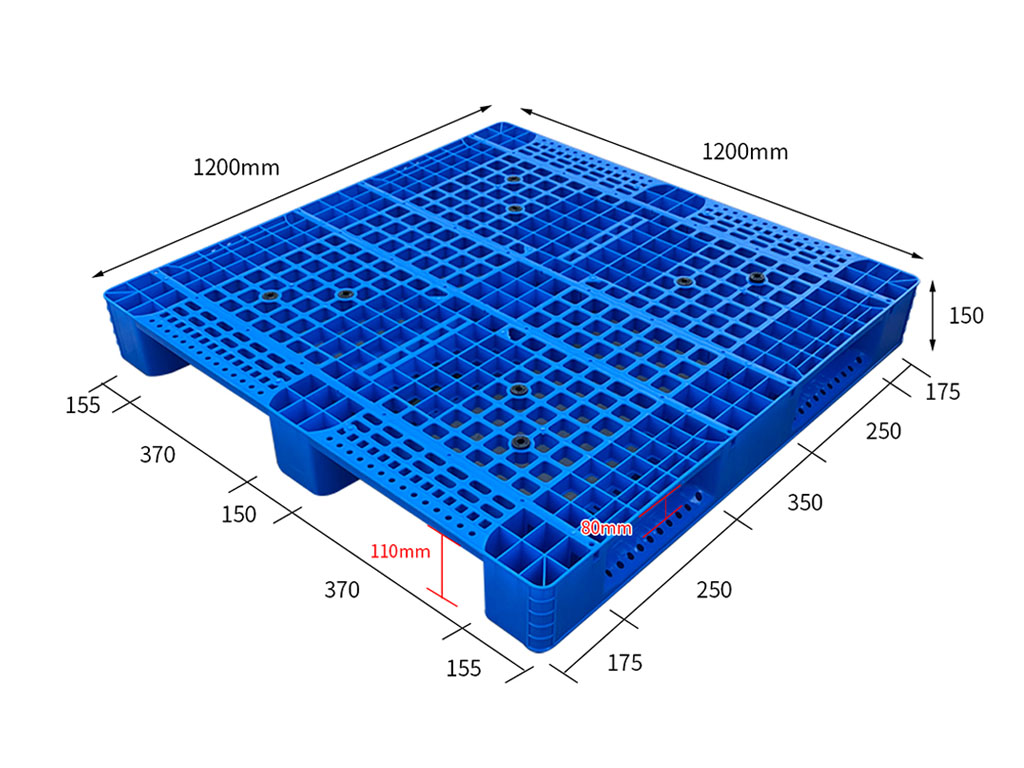 BH1212 1200 by 1200 mm grid deck plastic pallet full dimensional view