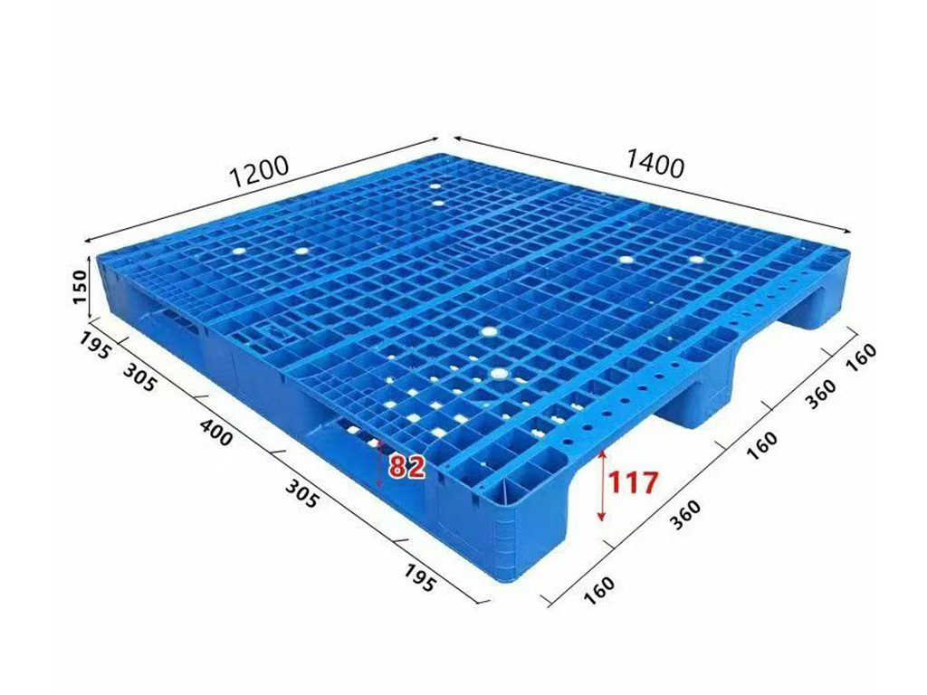 BH1412A 1400 by 1200 by 150 mm grid deck plastic pallet full view