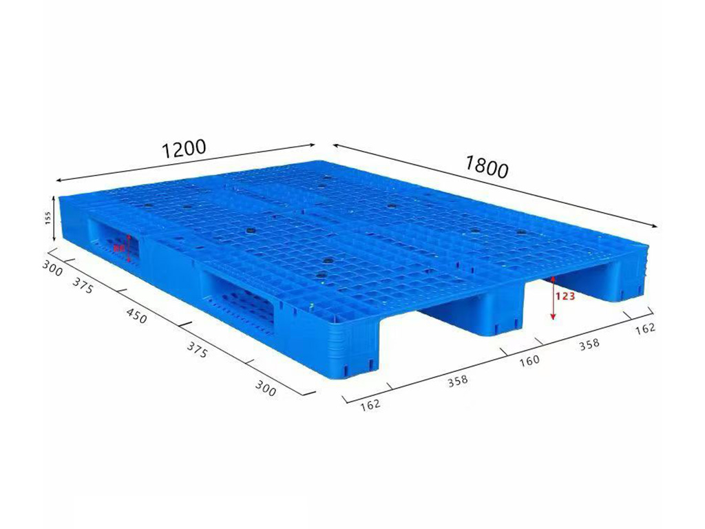 BH1812 1800 by 1200 mm grid deck plastic pallet full dimensional view